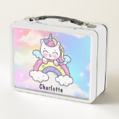 Meisje Roze Kawaii Eenhoorn Kat Holografische Rege (Achterkant)