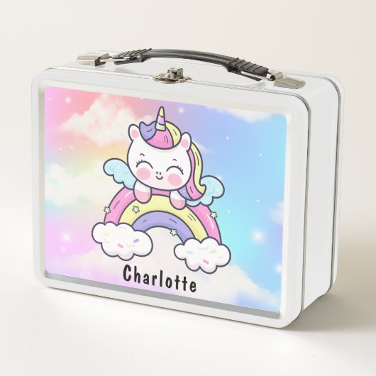 Meisje Roze Kawaii Eenhoorn Kat Holografische Rege (Voorkant)