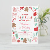 Meisje Roze Kerst Beste Tijd van het Jaar Verjaard Kaart (Staand voorkant)