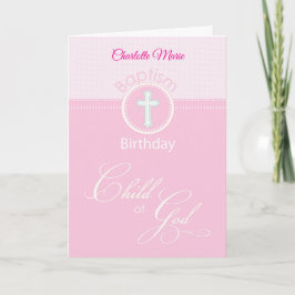 Meisje Roze Kind van God Doop Felicitaties Kaart