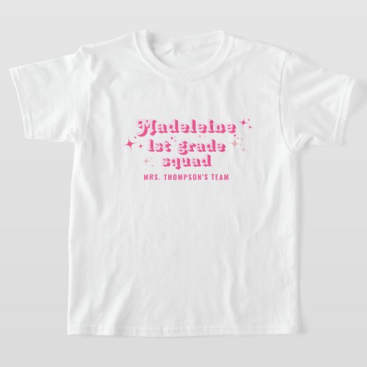 Meisje Roze Klasse Leraar Naam Team Squad Elke Gra T-shirt (Laagn)