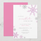 Meisje Roze Kleine Sneeuwvlok Baby shower Invitati Kaart (Voorkant / Achterkant)