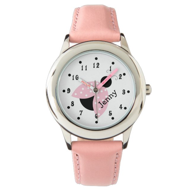 Meisje Roze Ladybug Meisje's Custom Watch Horloge (Voorkant)