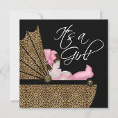 Meisje Roze Leopard Baby shower Kaart (Voorkant)