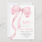 Meisje Roze Lint Bow Coquette Elegant Baby shower Kaart (Voorkant)