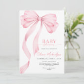 Meisje Roze Lint Bow Coquette Elegant Baby shower Kaart (Staand voorkant)