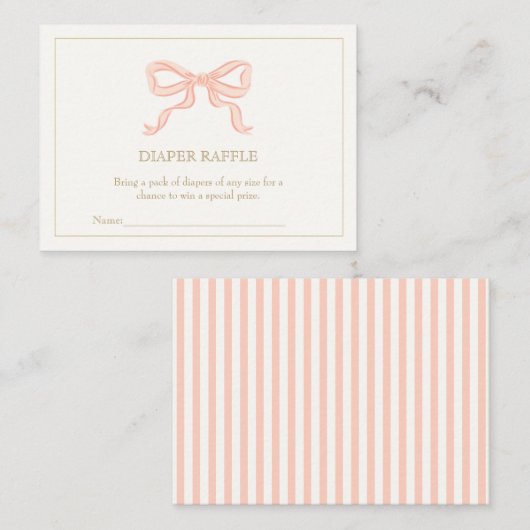 Meisje roze lint elegante minimalistische luier lo informatiekaartje (Voorkant / Achterkant)