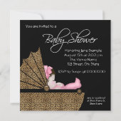 Meisje Roze Luipaard Baby Shower Kaart (Achterkant)