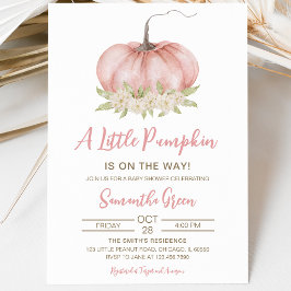 Meisje Roze Minimalistische Pompoen Baby Shower Kaart