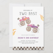 Meisje Roze Monster Truck Twee snelle verjaardag Kaart (Voorkant)