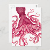  meisje roze octopus illustratie briefkaart (Voorkant / Achterkant)