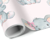 Meisje Roze Olifant Baby Meisje Douche 1e Verjaard Cadeaupapier (Rol Hoek)
