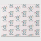 Meisje Roze Olifant Baby Meisje Douche 1e Verjaard Cadeaupapier (Vlak)