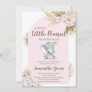 Meisje Roze Olifant Baby shower Kaart