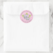 Meisje Roze Olifant Schattige Baby shower Ronde Sticker (Tas)