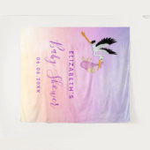 Meisje roze paars rose goud cute ooievaar baby sho wandkleed (Voorkant (horizontaal))