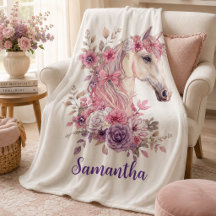 Meisje Roze Paars Whimsical Paard Monogram