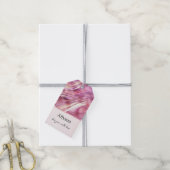 Meisje Roze Parel Roos Gouden Glam Cadeaulabel (Met Touw)