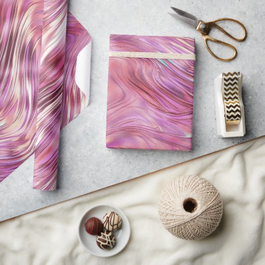 Meisje Roze Parel Roos Gouden Glam Cadeaupapier (Crafts)