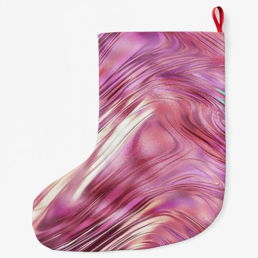 Meisje Roze Parel Roos Gouden Glam Grote Kerstsok (Achterkant)