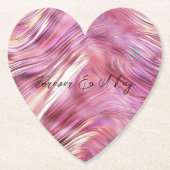 Meisje Roze Parel Roos Gouden Glam Kartonnen Onderzetters (Voorkant)