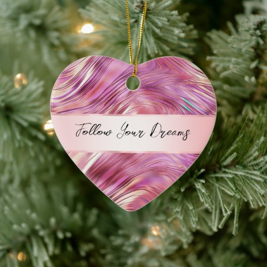 Meisje Roze Parel Roos Gouden Glam Keramisch Ornament (Boom)