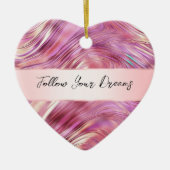 Meisje Roze Parel Roos Gouden Glam Keramisch Ornament (Voorkant)