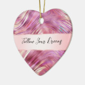 Meisje Roze Parel Roos Gouden Glam Keramisch Ornament (Links)