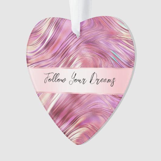 Meisje Roze Parel Roos Gouden Glam Ornament (voorkant)