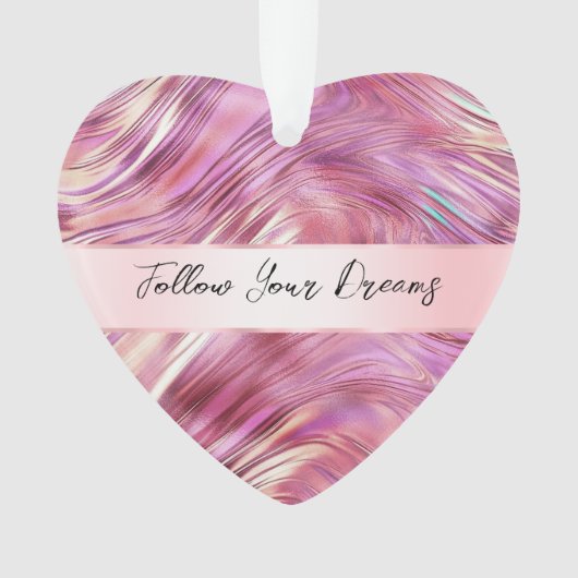 Meisje Roze Parel Roos Gouden Glam Ornament (voorkant)