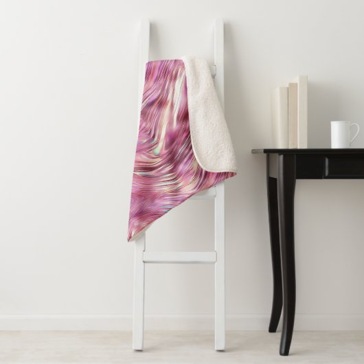 Meisje Roze Parel Roos Gouden Glam Sherpa Deken (In situ)