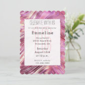 Meisje Roze Parel Roos Gouden Glam Sweet 16 Kaart (Staand voorkant)