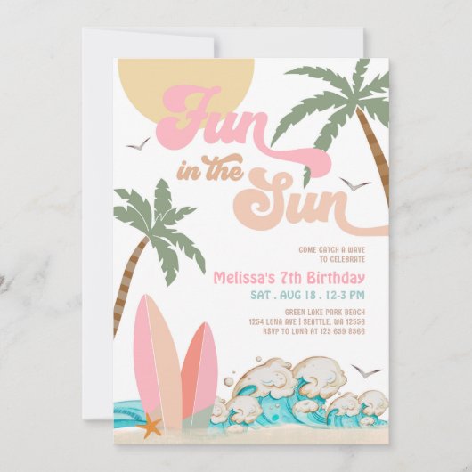 Meisje roze perzik plezier in de zon verjaardagsfe kaart (Voorkant)