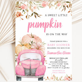 Meisje Roze Pompoen Truck Baby Shower Kaart