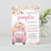 Meisje Roze Pompoen Truck Baby shower Kaart (Staand voorkant)