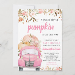Meisje Roze Pompoen Truck Baby shower Kaart