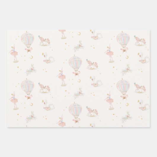 Meisje Roze Prinses Ballerina Verjaardagsfeest Inpakpapier Vel (Voorkant 3)