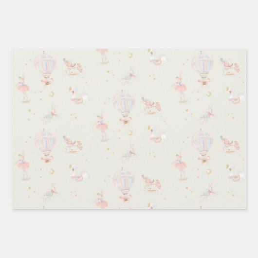 Meisje Roze Prinses Ballerina Verjaardagsfeest Inpakpapier Vel (Voorkant 2)