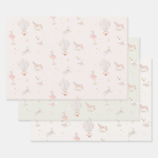 Meisje Roze Prinses Ballerina Verjaardagsfeest Inpakpapier Vel (Set)