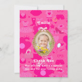 Meisje roze retro pop laten we gaan feestje verjaa kaart (Voorkant)