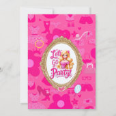 Meisje roze retro pop laten we gaan feestje verjaa kaart (Achterkant)