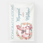 Meisje Roze Rocking Horse Baby shower Party Banner (Verticaal)