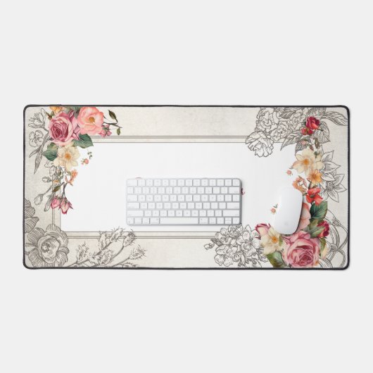  Meisje  Roze Rozen Bureaumat (Keyboard & Muis)