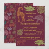 Meisje Roze Safari Baby shower Invitation Kaart (Voorkant / Achterkant)