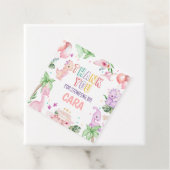 Meisje Roze Safari Dinosaurus Verjaardag Party Squ Bedankjes Labels (In situ)