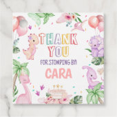 Meisje Roze Safari Dinosaurus Verjaardag Party Squ Bedankjes Labels (Voorkant)