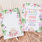 Meisje Roze Safari Dinosaurus Verjaardagsfeest Kaart