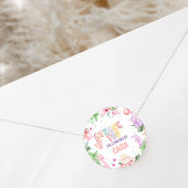 Meisje Roze Safari Dinosaurus Verjaardagsfeest Ronde Sticker