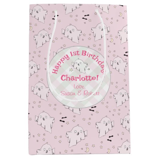 Meisje Roze Schattige Geesten Baby Halloween 1e Ve Medium Cadeauzakje (Voorkant)