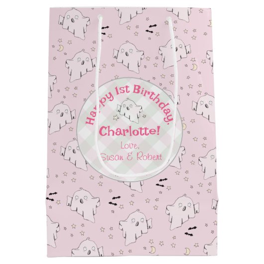 Meisje Roze Schattige Geesten Baby Halloween 1e Ve Medium Cadeauzakje (Achterkant)